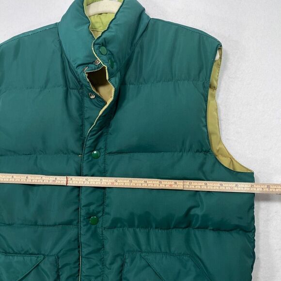 Vtg 80s National Vest Men S Green Tan Reversible Down Fills Puffer Marty McFly - Picture 10 of 12